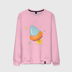 Свитшот хлопковый мужской Космический корабль, цвет: светло-розовый