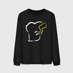 Свитшот хлопковый мужской Пикачу минимализм, цвет: черный
