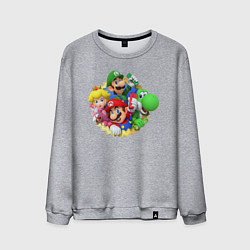 Свитшот хлопковый мужской Марио, Луиджи, Пич и Йоши, цвет: меланж