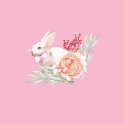 Свитшот хлопковый мужской Акварельный кролик в цветах, цвет: светло-розовый — фото 2