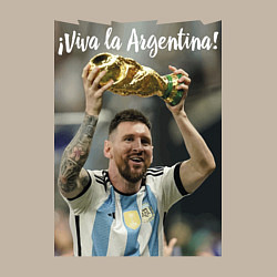 Свитшот хлопковый мужской Lionel Messi - world champion - Argentina, цвет: миндальный — фото 2