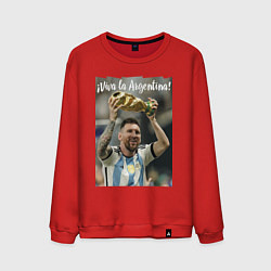 Свитшот хлопковый мужской Lionel Messi - world champion - Argentina, цвет: красный