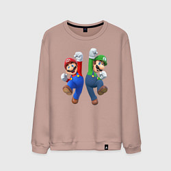 Свитшот хлопковый мужской Марио и Луиджи, цвет: пыльно-розовый