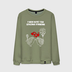 Свитшот хлопковый мужской У меня насчёт тебя серьёзные отношения, цвет: авокадо