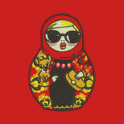 Свитшот хлопковый мужской Современная матрешка с собачкой, цвет: красный — фото 2