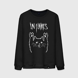 Свитшот хлопковый мужской In Flames рок кот, цвет: черный