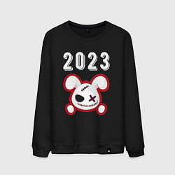 Свитшот хлопковый мужской 2023 Кролик злой: символ и надпись, цвет: черный