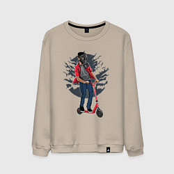 Свитшот хлопковый мужской Мальчик на самокате в противогазе, цвет: миндальный