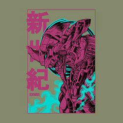 Свитшот хлопковый мужской Евангелион eva-01 neon genesis, цвет: авокадо — фото 2
