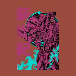 Свитшот хлопковый мужской Евангелион eva-01 neon genesis, цвет: кирпичный — фото 2