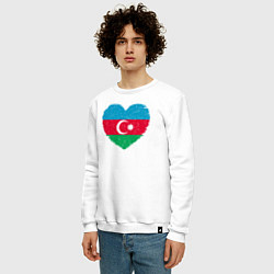 Свитшот хлопковый мужской Сердце Азербайджана, цвет: белый — фото 2
