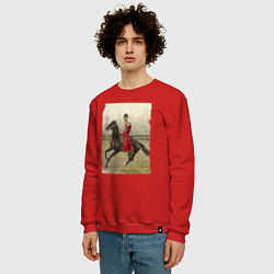 Свитшот хлопковый мужской Николай II на коне, цвет: красный — фото 2