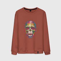Свитшот хлопковый мужской Skull chill, цвет: кирпичный