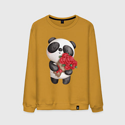 Мужской свитшот Панда с букетом цветов
