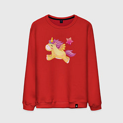 Свитшот хлопковый мужской Единорог с шариком в виде сердечка, цвет: красный