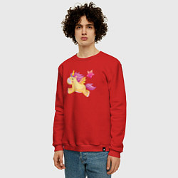 Свитшот хлопковый мужской Единорог с шариком в виде сердечка, цвет: красный — фото 2