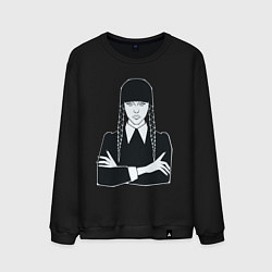 Свитшот хлопковый мужской Wednesday Addams портрет, цвет: черный