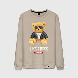 Свитшот хлопковый мужской Like a boss мишка, цвет: миндальный