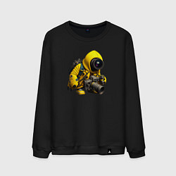 Мужской свитшот Робот-фотоаппарат в желтом дождевике