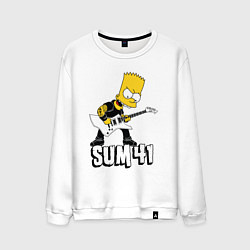 Свитшот хлопковый мужской Sum41 Барт Симпсон рокер, цвет: белый