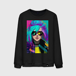 Мужской свитшот Стильная девушка киберпанк