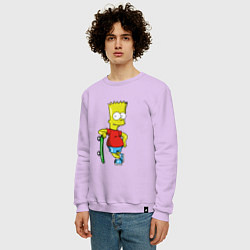 Свитшот хлопковый мужской Барт и скейт, цвет: лаванда — фото 2