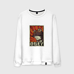 Свитшот хлопковый мужской Obey frog, цвет: белый