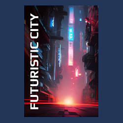 Свитшот хлопковый мужской Футуристический город, цвет: тёмно-синий — фото 2