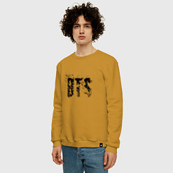 Свитшот хлопковый мужской BTS logo, цвет: горчичный — фото 2