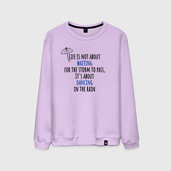 Свитшот хлопковый мужской Life is not about waiting цитата, цвет: лаванда