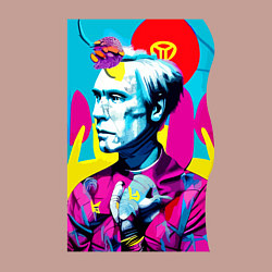 Свитшот хлопковый мужской Энди Уорхол - автопортрет - нейросеть, цвет: пыльно-розовый — фото 2