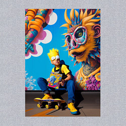 Свитшот хлопковый мужской Барт Симпсон на фоне граффити - нейросеть, цвет: меланж — фото 2