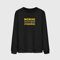 Свитшот хлопковый мужской Можно хоть раз в жизни спокойно, цвет: черный