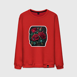 Свитшот хлопковый мужской Букет и красные розы, цвет: красный