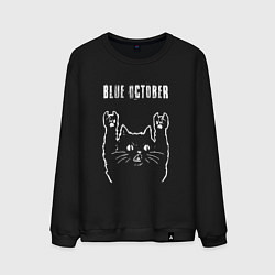 Свитшот хлопковый мужской Blue October рок кот, цвет: черный