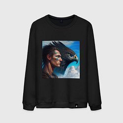 Свитшот хлопковый мужской Мужчина с орлом, цвет: черный