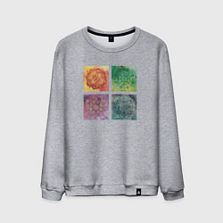 Свитшот хлопковый мужской Мандалы на фоне вселенной, цвет: меланж