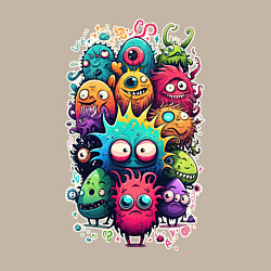 Свитшот хлопковый мужской Веселая толпа монстриков, цвет: миндальный — фото 2