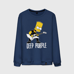 Свитшот хлопковый мужской Deep Purple Барт Симпсон рокер, цвет: тёмно-синий