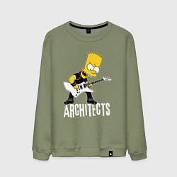 Свитшот хлопковый мужской Architects Барт Симпсон рокер, цвет: авокадо