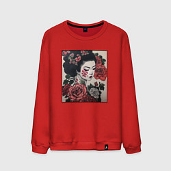 Мужской свитшот Irezumi - гейша в розах