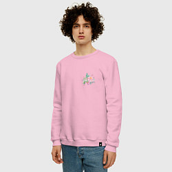Свитшот хлопковый мужской Мини акварельные цветы, цвет: светло-розовый — фото 2