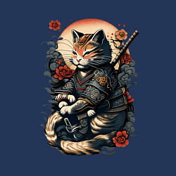 Свитшот хлопковый мужской Самурай кот, цвет: тёмно-синий — фото 2