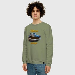 Свитшот хлопковый мужской Ретро автомобиль Buick Roadmaster, цвет: авокадо — фото 2