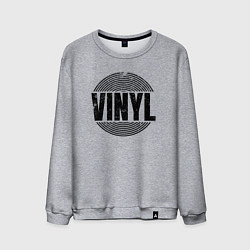 Свитшот хлопковый мужской Vinyl надпись с пластинкой, цвет: меланж