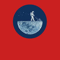 Свитшот хлопковый мужской Космонавт с газонокосилкой, цвет: красный — фото 2