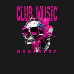 Свитшот хлопковый мужской Club-music: череп в очках, цвет: черный — фото 2