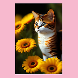 Свитшот хлопковый мужской Red cat in flowers, цвет: светло-розовый — фото 2