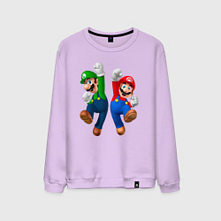 Свитшот хлопковый мужской Луиджи и Марио в прыжке, цвет: лаванда