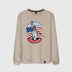 Свитшот хлопковый мужской American freedom, цвет: миндальный